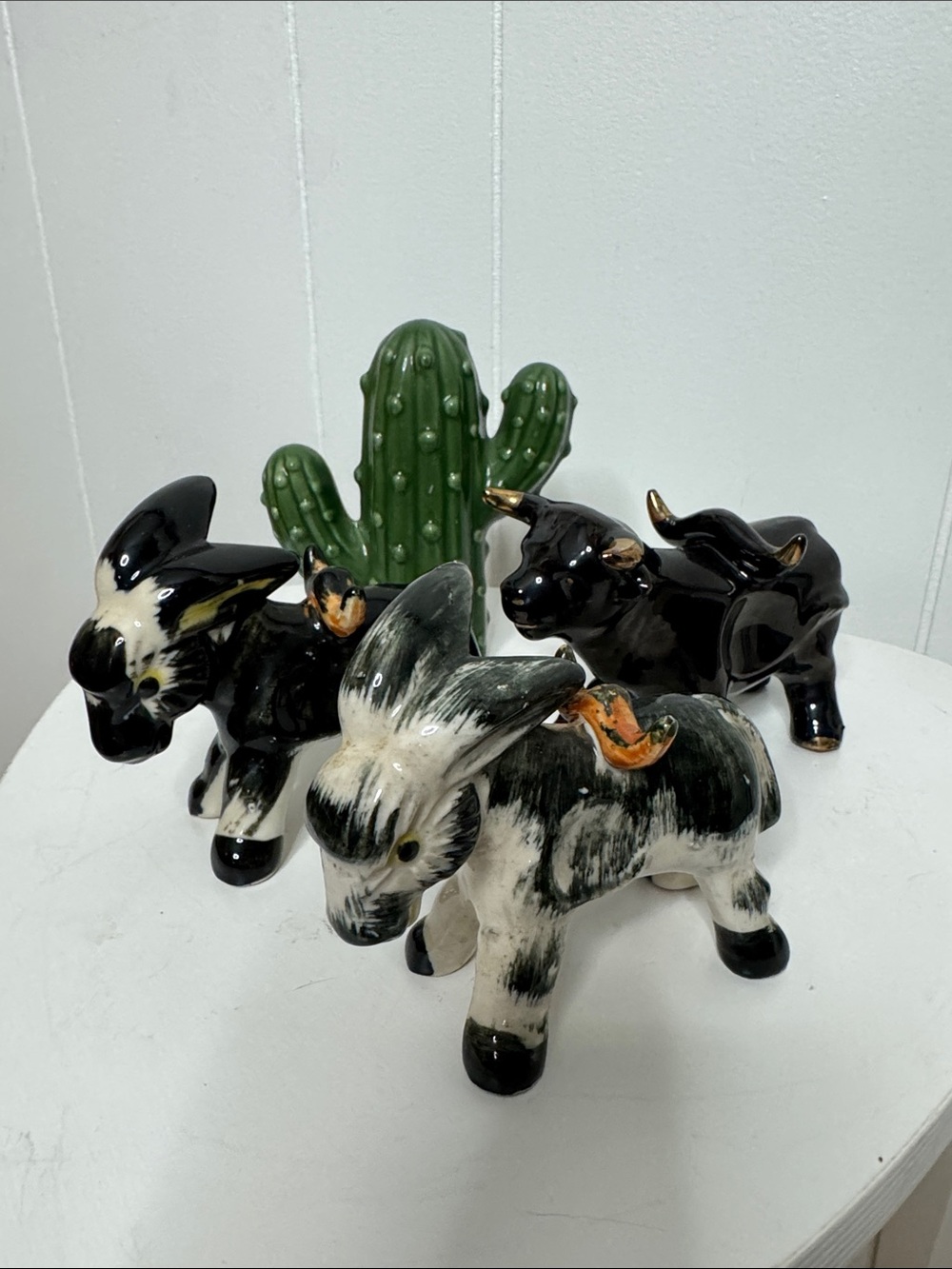 Vintage ceramic donkey bull lot of 4
